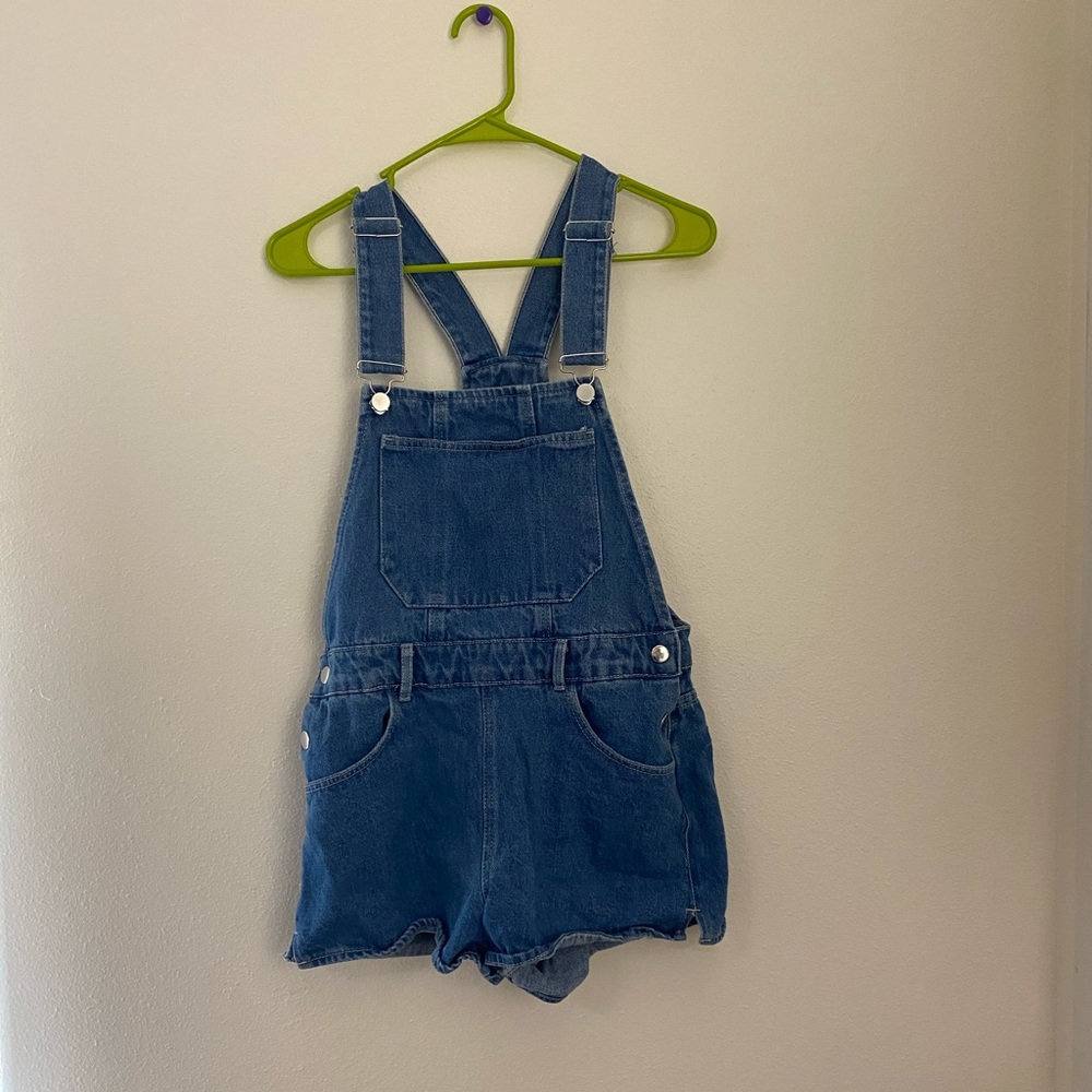 Zara Denim Short Overalls